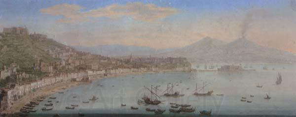 Tommaso Ruiz Naples,a view of the bay seen from posillipo with the omlo grande in the centre and mount vesuvius beyond Germany oil painting art